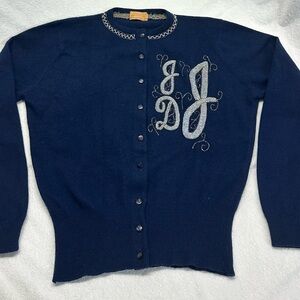 Vintage 1950s Huntly 100% imported Cashmere Cardigan Beaded